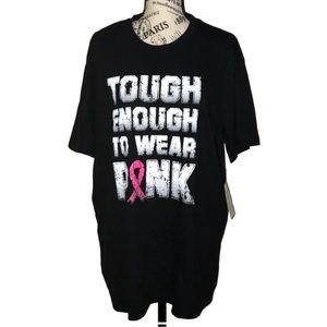 BREAST CANCER AWARENESS BLACK & PINK TOUGH ENOUGH TO WEAR PINK GRAPHIC TEE